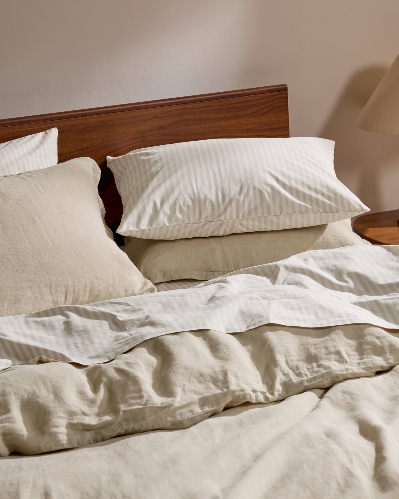 Percale Sheet Set - Bone Stripe F/Q