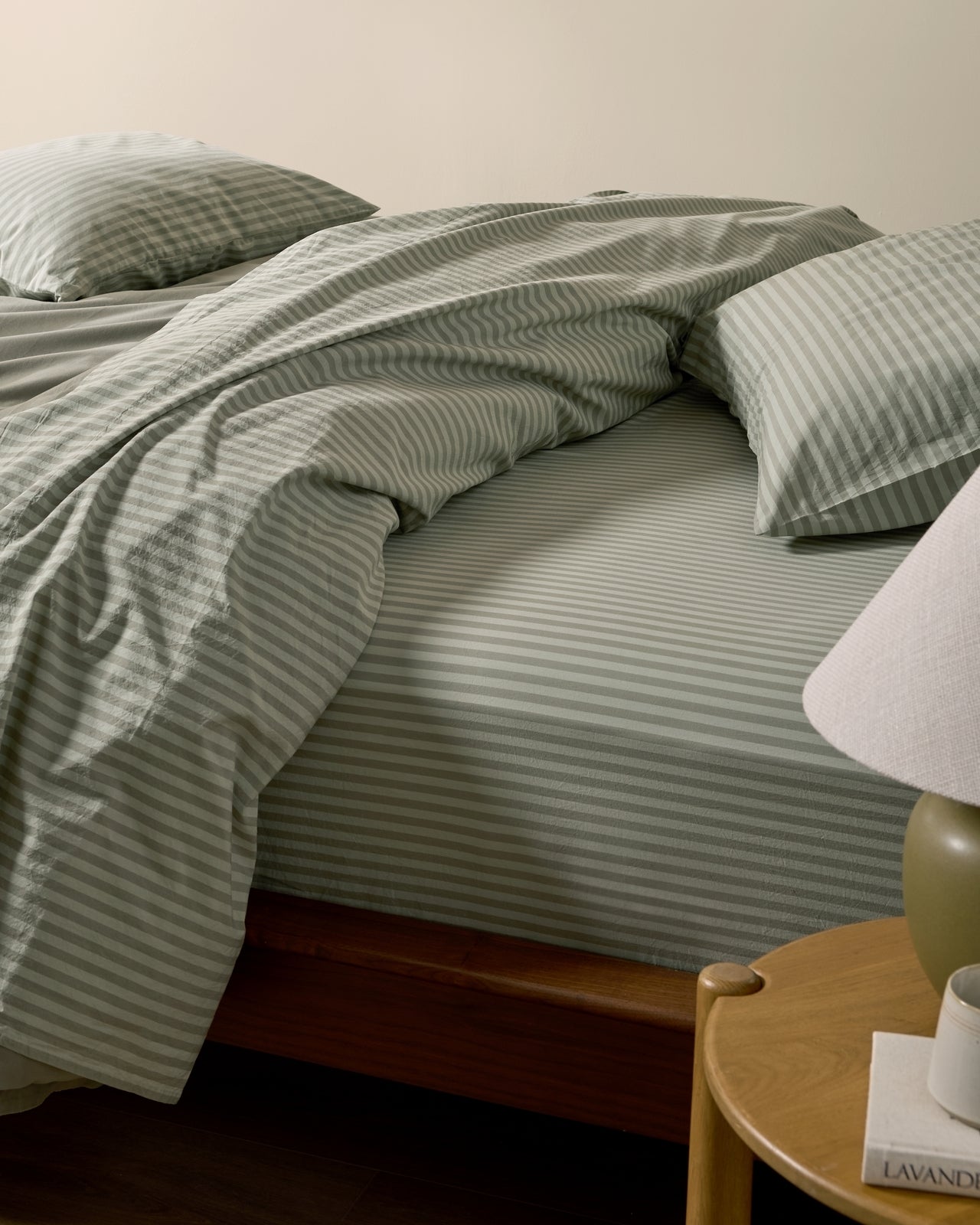 Percale Sheet Set - Moss Stripe F/Q