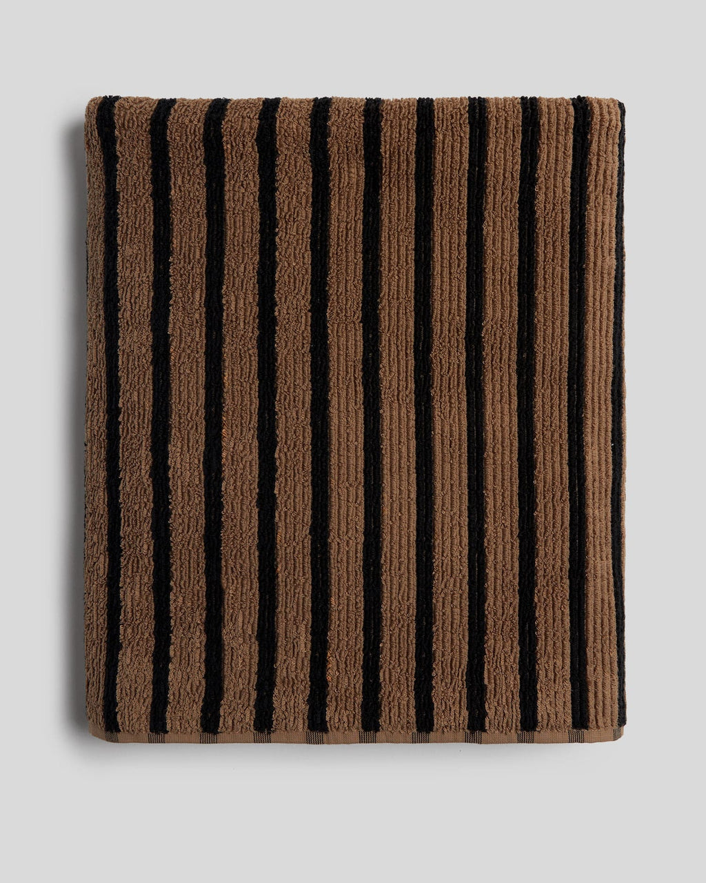 Organic Resort Stripe Towels (Camel with Soft Black)