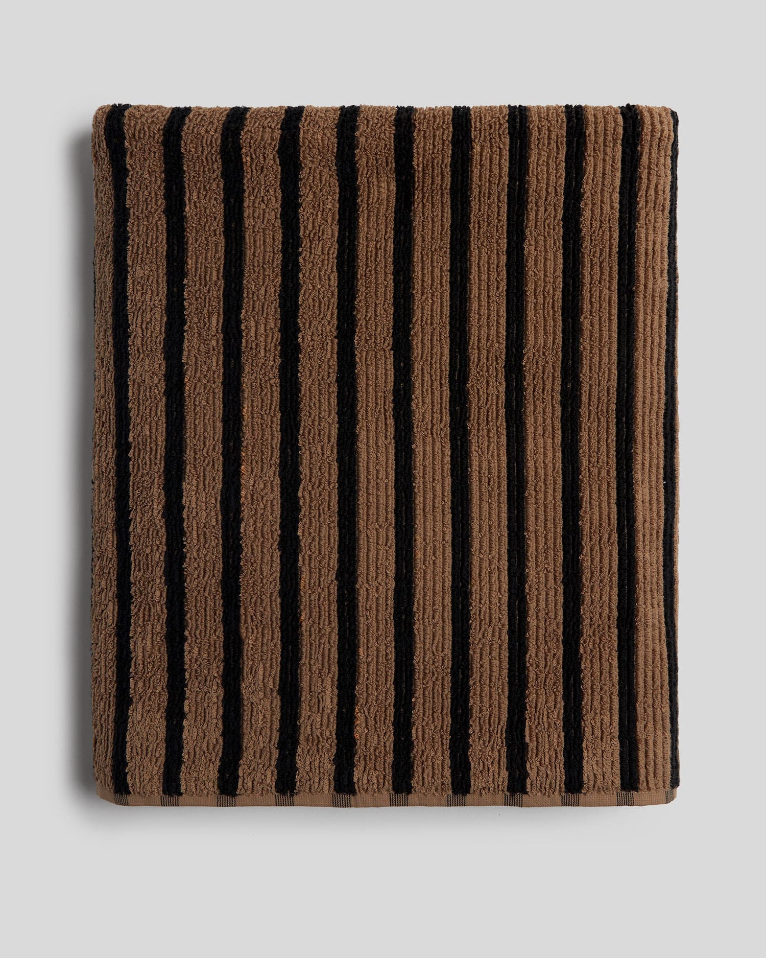 Organic Resort Stripe Towels (Camel with Soft Black)