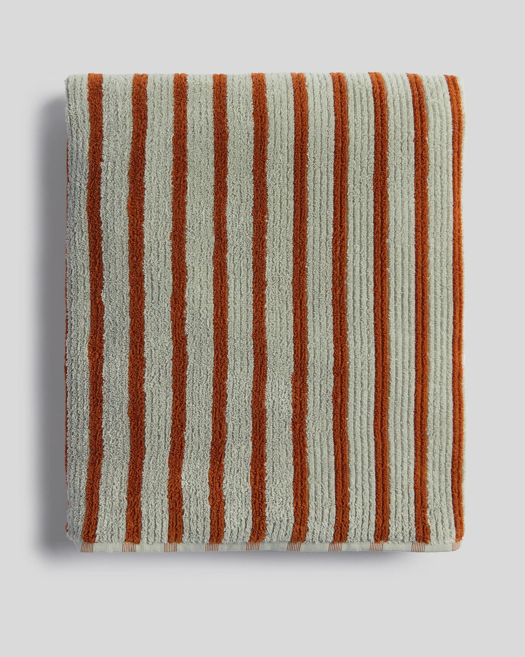 Organic Resort Stripe Towels (Sage with Russet)